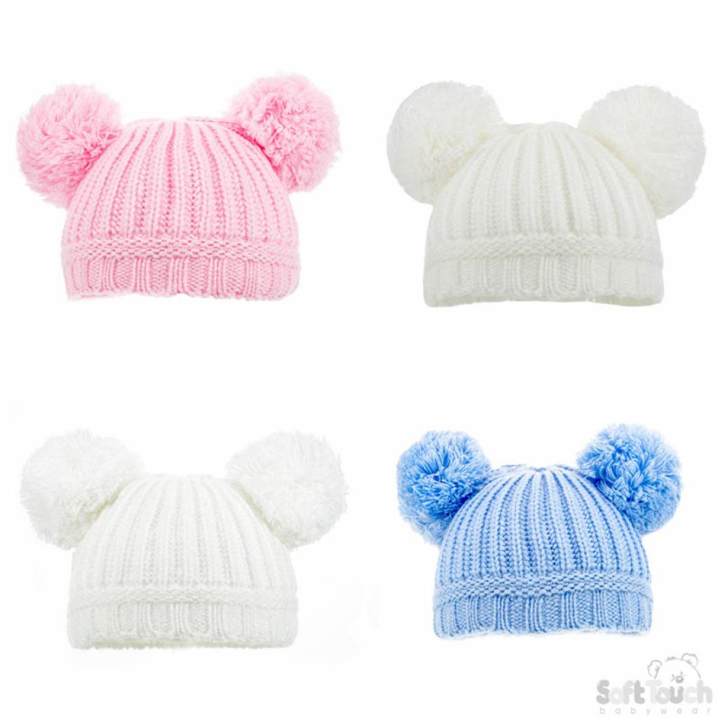 Soft Touch 4H360-SM 5023797 301940 STH460-SM Double bobble Small Plain ribbed hat (0-12)