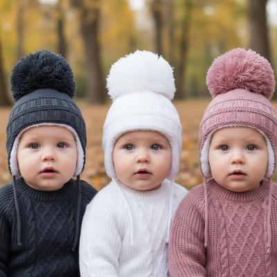 STH644-A  Hat with large Pom-Pom  (Newborn - 12 months)