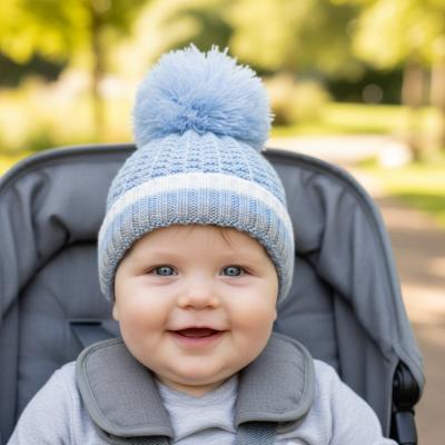 STH648-B-BP  Pom pom hat   (Newborn - 12 months)