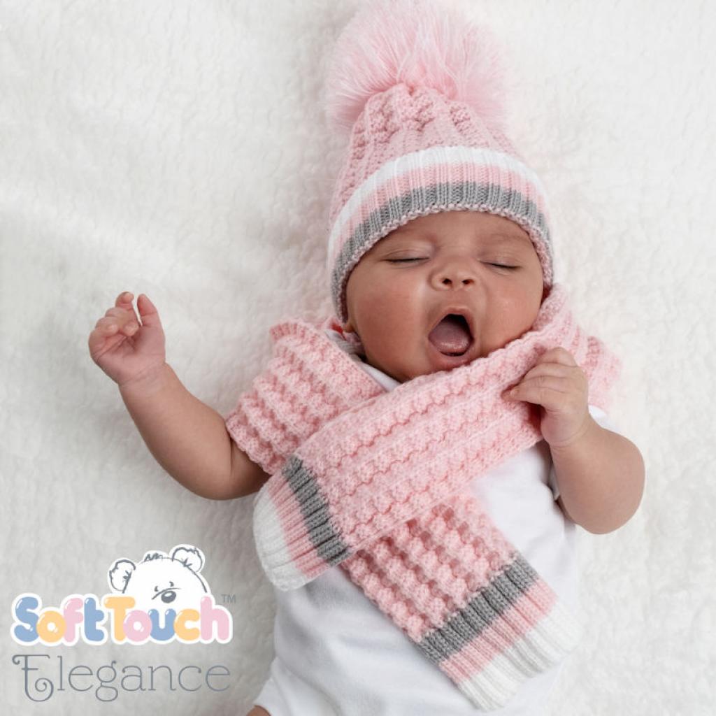 Soft Touch 4H648-B-BP 5023797311086 STH648-P-BP Pom pom hat  (Newborn - 12 months)