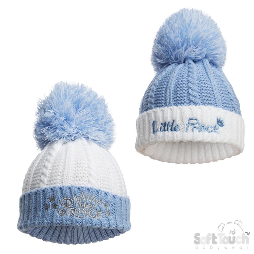 Soft Touch 4H684-B 5023797313639 STH684-B Sky Prince Pom Pom hat (NB-12 months)
