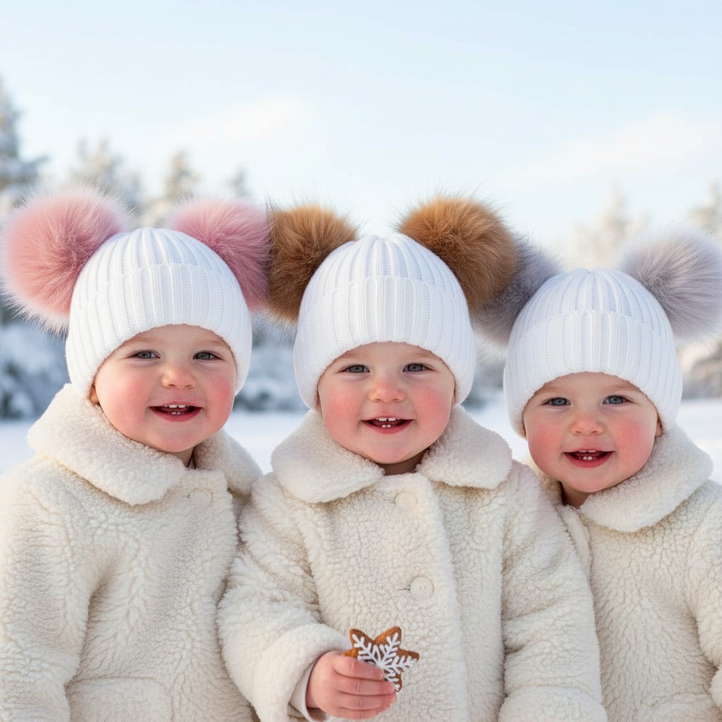 Soft Touch 4H688 5023797313677 STH688-COL Assorted Furry Pom Pom hat (NB-12 months)