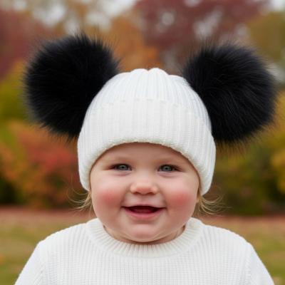 STH688N Navy Furry Pom Pom hat (NB-12 months)