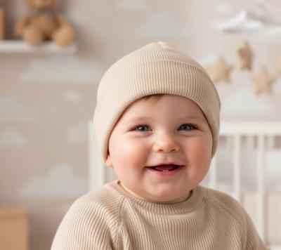 STH704-C-Bi Cotton Beanie Hat Biscuit (Newborn-12 months)
