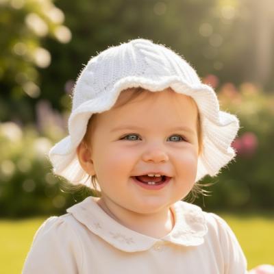 STH708W  White Cable Bucket Knit Hat  (Newborn-12 months)