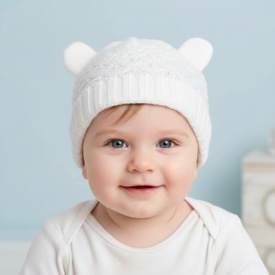 STH710W  White hat with Ears (Newborn -12 months)