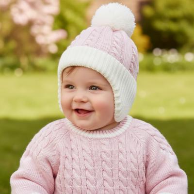 STH714-BP  Pink Cable knit hat 