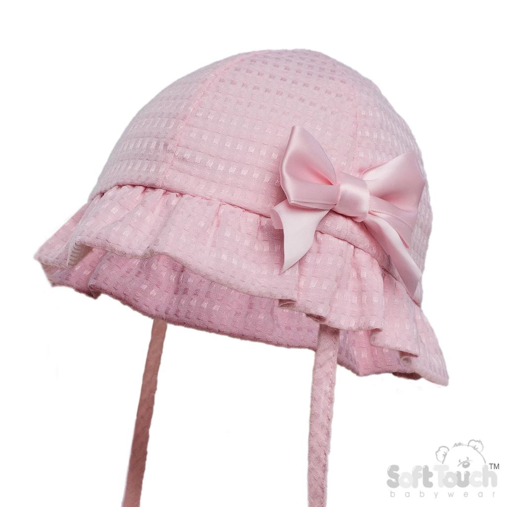 Soft Touch 4H82-P 5023797314728 STH82-P Pink Checked Bow Hat (0-24 months)