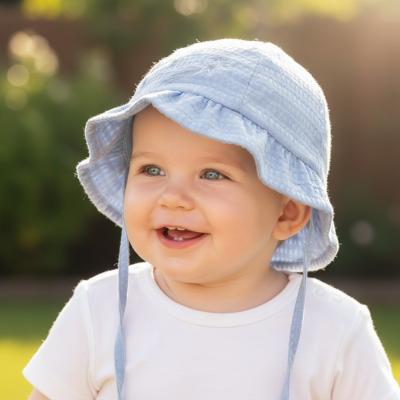 STH88B  Sky Checked Hat "Little Star"  (0-24 months)