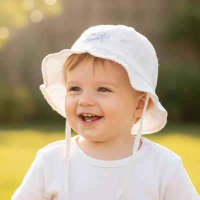 STH88W  White Checked Hat "Little Star"  (0-24 months)