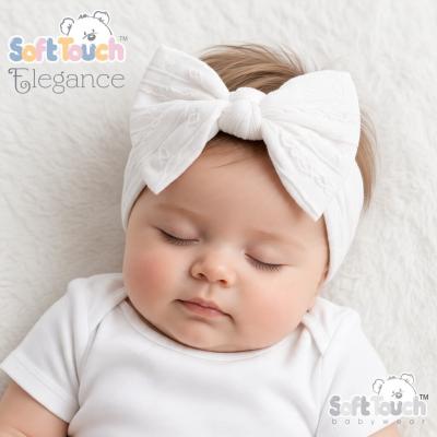 STHB112-W White Cable Headband with Bow
