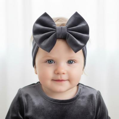 STHB114G Grey Velour Headband with Bow