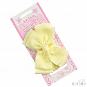 Soft Touch 4HB92-L 5023797306938 STHB92-L Lemon Yellow on Glitter Bow Headband