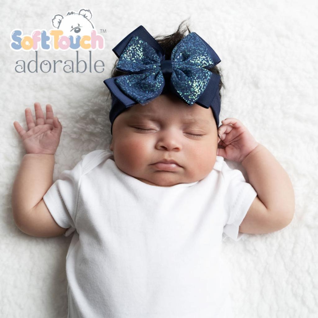 Soft Touch 4HB92-N 5023797306938 STHB92-Ny Navy Glitter Bow Headband
