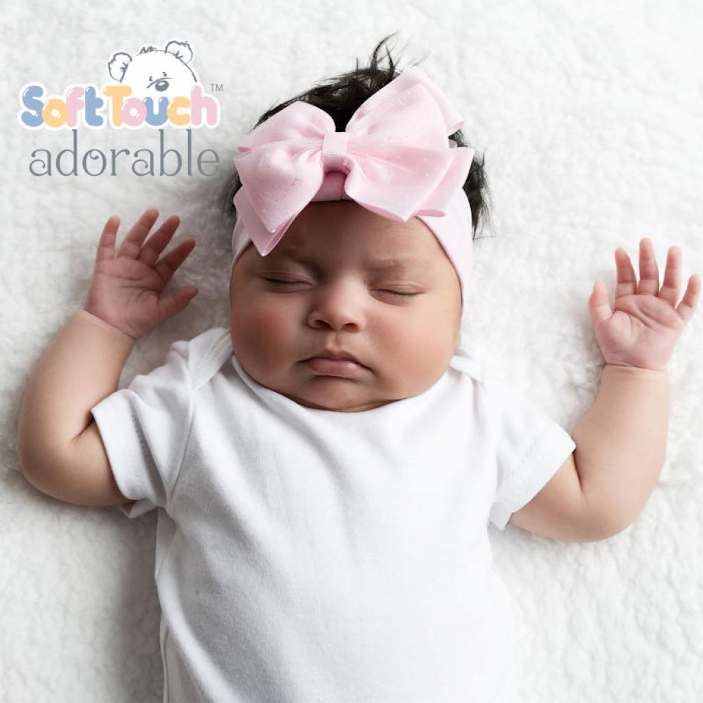 Soft Touch 4HB92-P 5023797306938 STHB92-Pi Pink Glitter Bow Headband