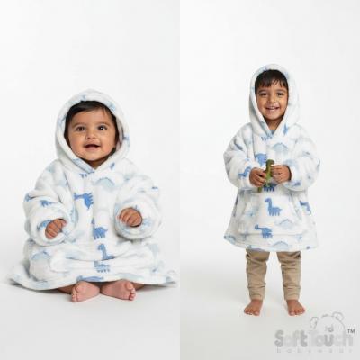 STHD112W  White Dinosaur Hoodies  (6-36 months)