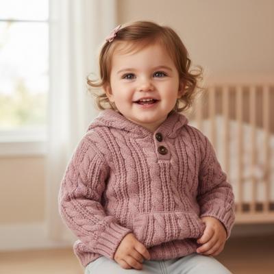 STHD16DP  Dusky Pink Cable Hoodie  (6-24 months)