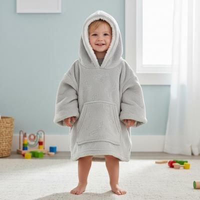 STHD305-G-2-4  Grey Animal Embossed Hoodies  (2-4 years)