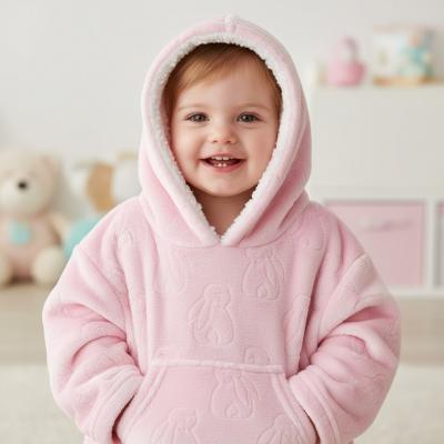 STHD305-P-6-24  Pink Bunny Embossed Hoodies  (6-24 months)