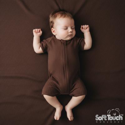 STJS4600-Ch Chocolate Ribbed Jumpsuit ( Newborn - 3 months)