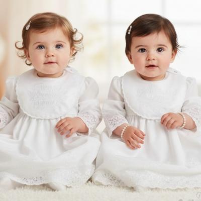 STP5172W  White Satin Christening Bib 