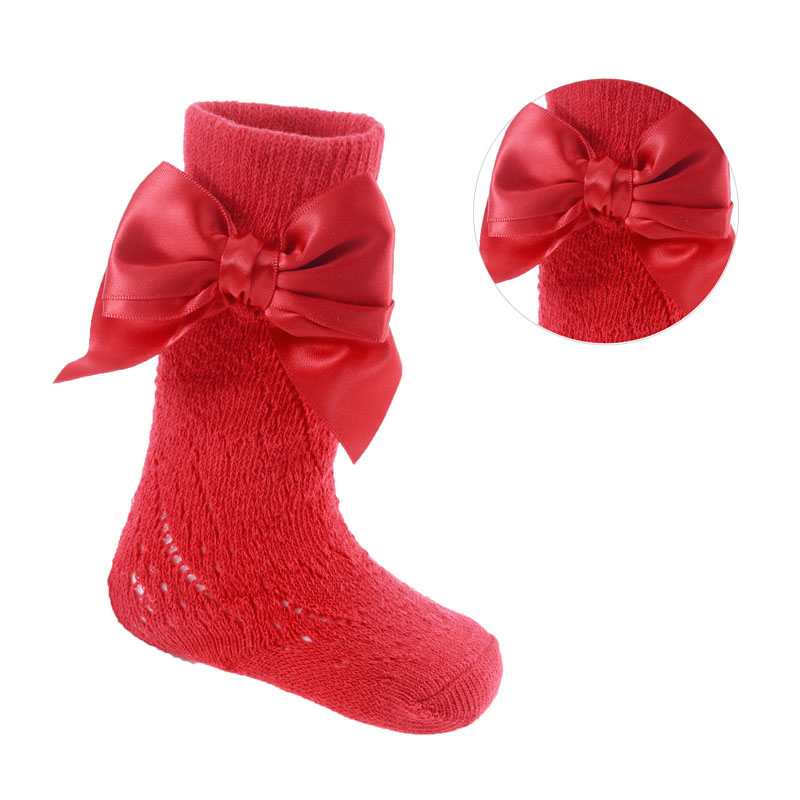 Soft Touch  5023797404191 STPS06-R Pelerine Knee length sock with bow(0-24 months)