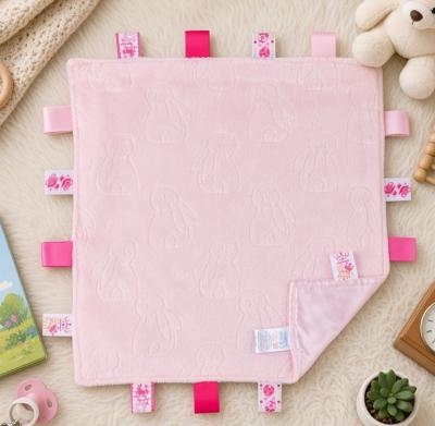 STRC305-P Pink Bunny Embossed Taggie Comforter