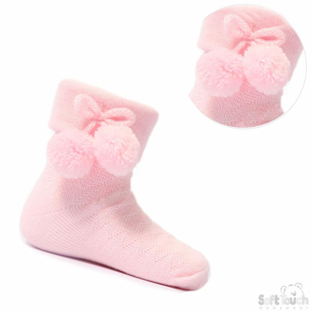 Soft Touch 4S09-P 5023797 401008 STS10-P Diamond Pom pom socks (0-24 months)