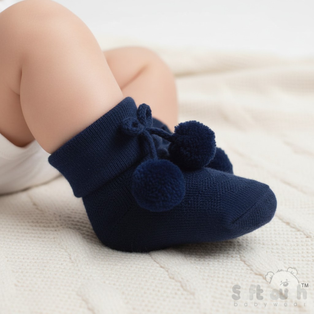 Soft Touch 5023797403095 STS10-N Diamond Pom Pom Socks (0-24 months)