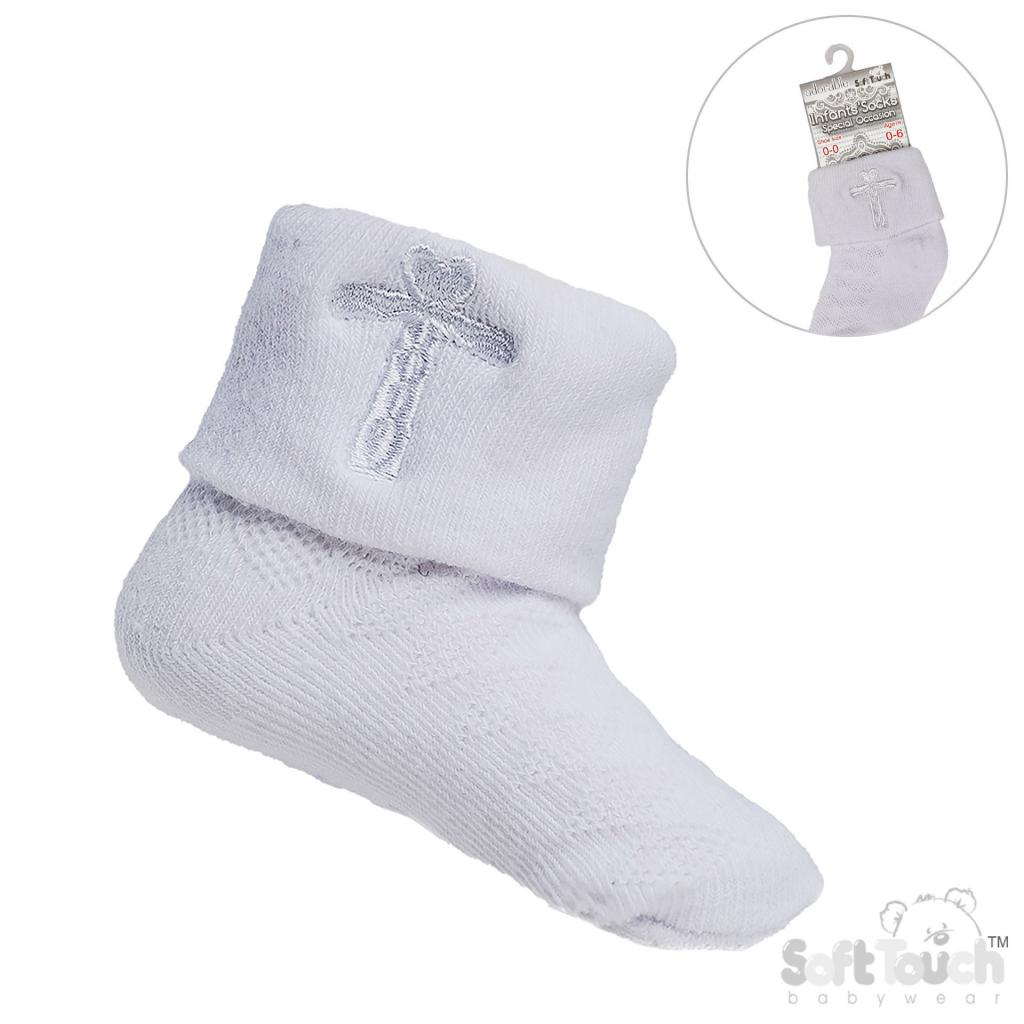 Soft Touch 4S11-W 5023797406652 STS11-Wh Socks with White Cross (0-12 months)