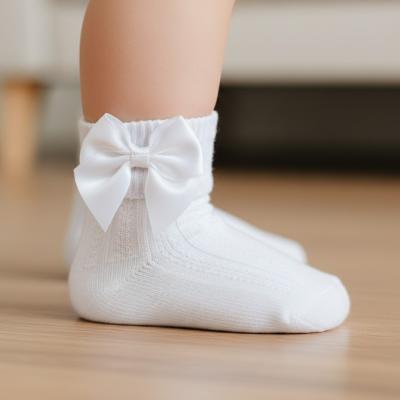 STS123-W White Ribbed With Bow Sock (0-24 months)