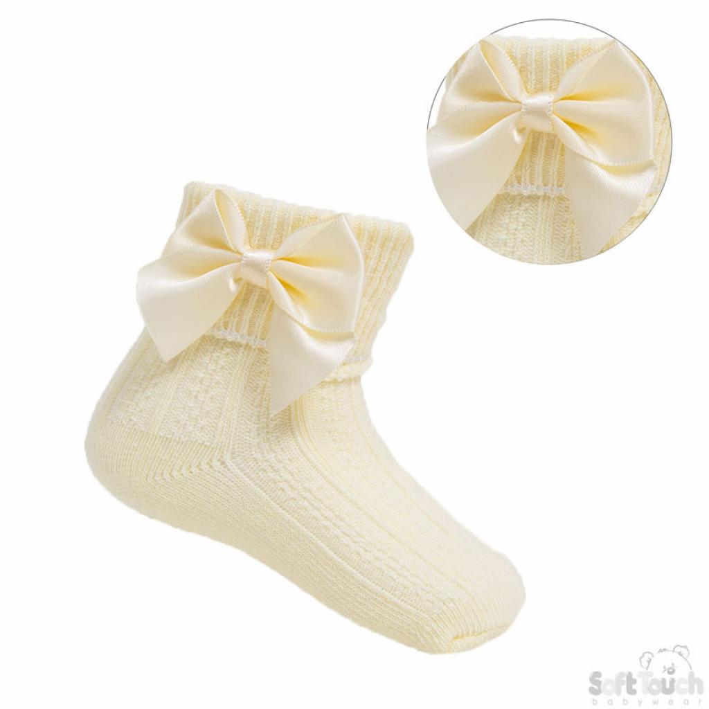 Soft Touch  5023797405365 STS123-L Lemon Yellow  Ribbed With Bow Sock (0-24m)