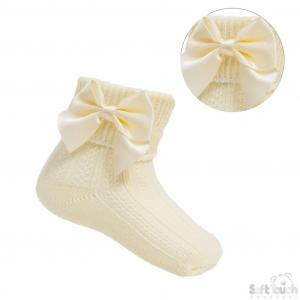 Soft Touch  5023797405365 STS123-L Lemon Yellow  Ribbed With Bow Sock (0-24m)