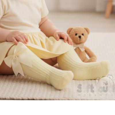 STS350-Lem Lemon Yellow Elegance Bow Sock (0-24m)