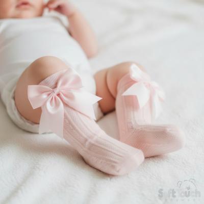 STS350-BP-0-6 Elegance Pink Bow Sock (0-6 months)