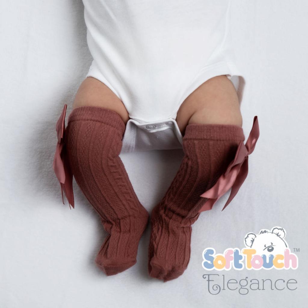 Soft Touch 4S350-DP 5023797405693 STS350-DP Elegance Dusky Pink Bow Sock (0-24 months)