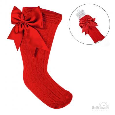 STS350-R  Elegance Red Bow Sock  (0-24 months)
