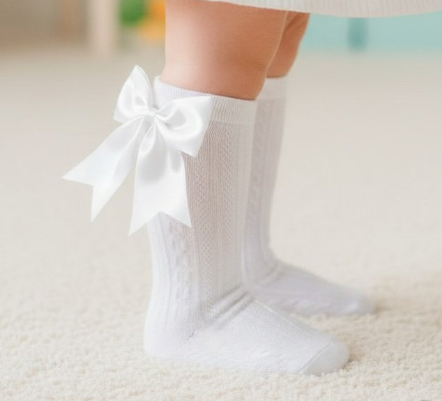 Soft Touch  5023797405662 STS350-W Elegance White Bow Sock (0-24 months)