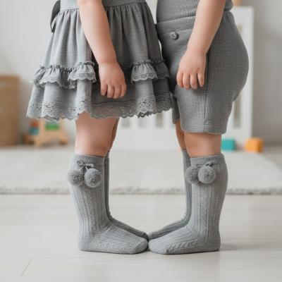 STS355-G Elegance Grey Pom pom Sock (0-24 months)