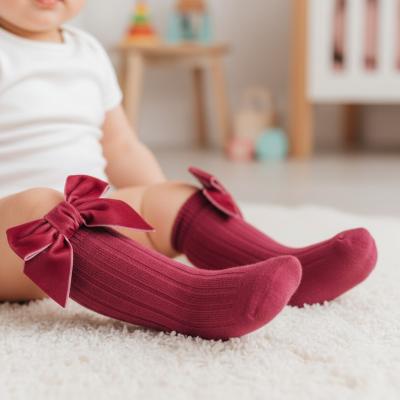 STS360-DP Dusky Pink Velvet Bow Sock ( 0- 24 months)