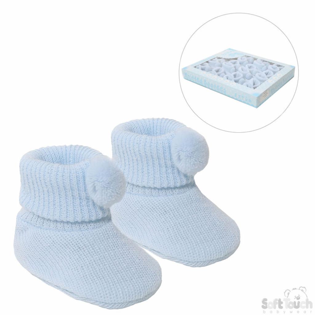 Soft Touch 3s408-B 5023797211850 STS408-B Sky Blue Pom Pom Booties