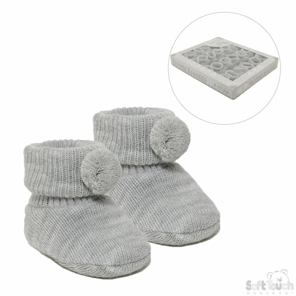 Soft Touch 3S408-G * STS408-G Grey Pom Pom Booties