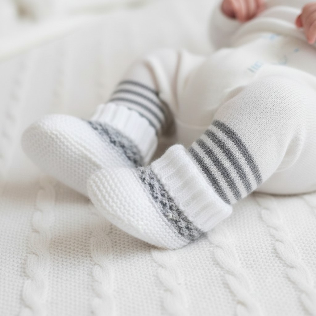 Soft Touch  * STS437W Stripe booties (newborn)
