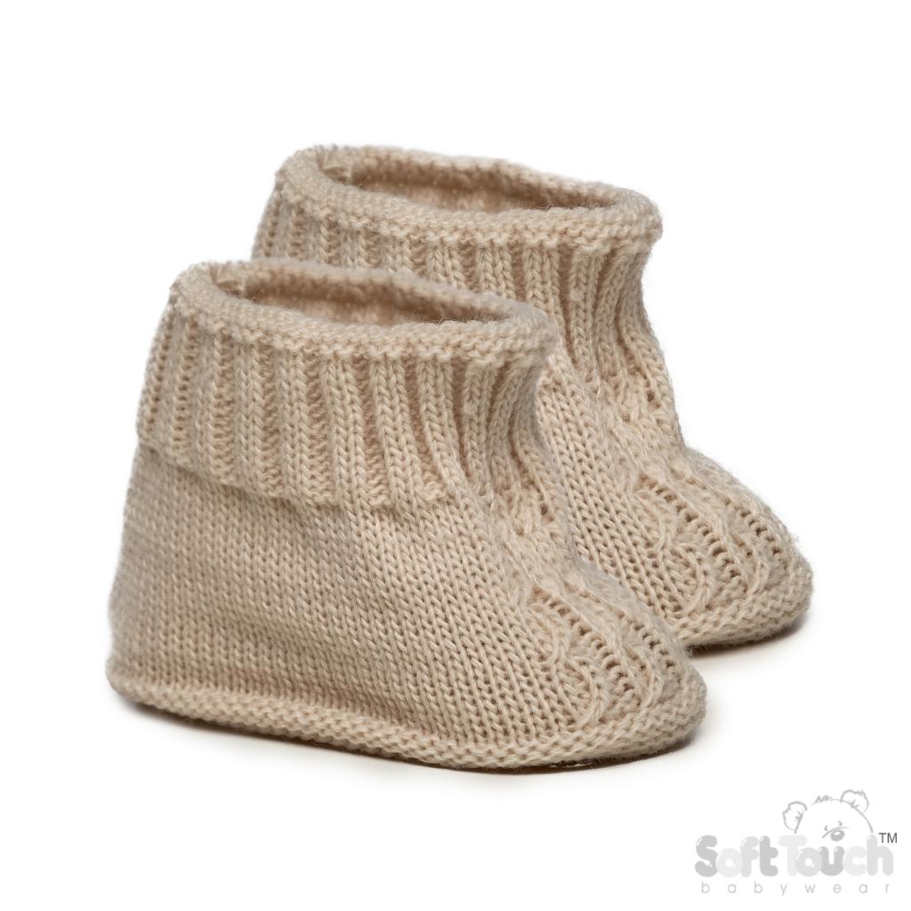 Soft Touch 3S440-BI * STS440-Bi Biscuit Chain Knit Booties (newborn +)