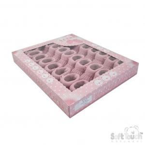 Soft Touch  * STS441-DP Pink Bow Knit Booties (newborn +)