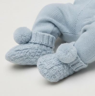 STS443--B Blue Pom Pom Booties (newborn +)