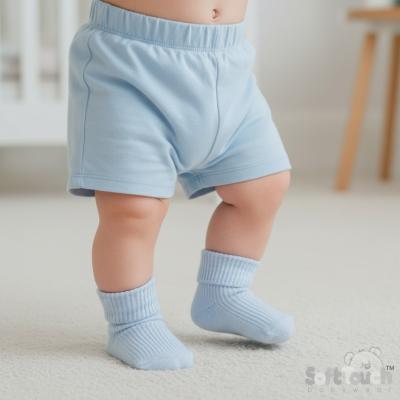 STS901-B 2 Pairs Blue Turn-over Socks (0-3 months)