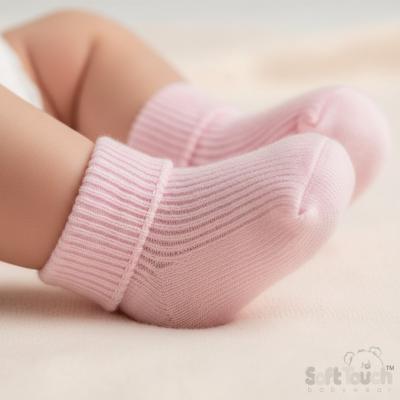 STS901-P-BP Pink Turn-over Socks (0-3 months)