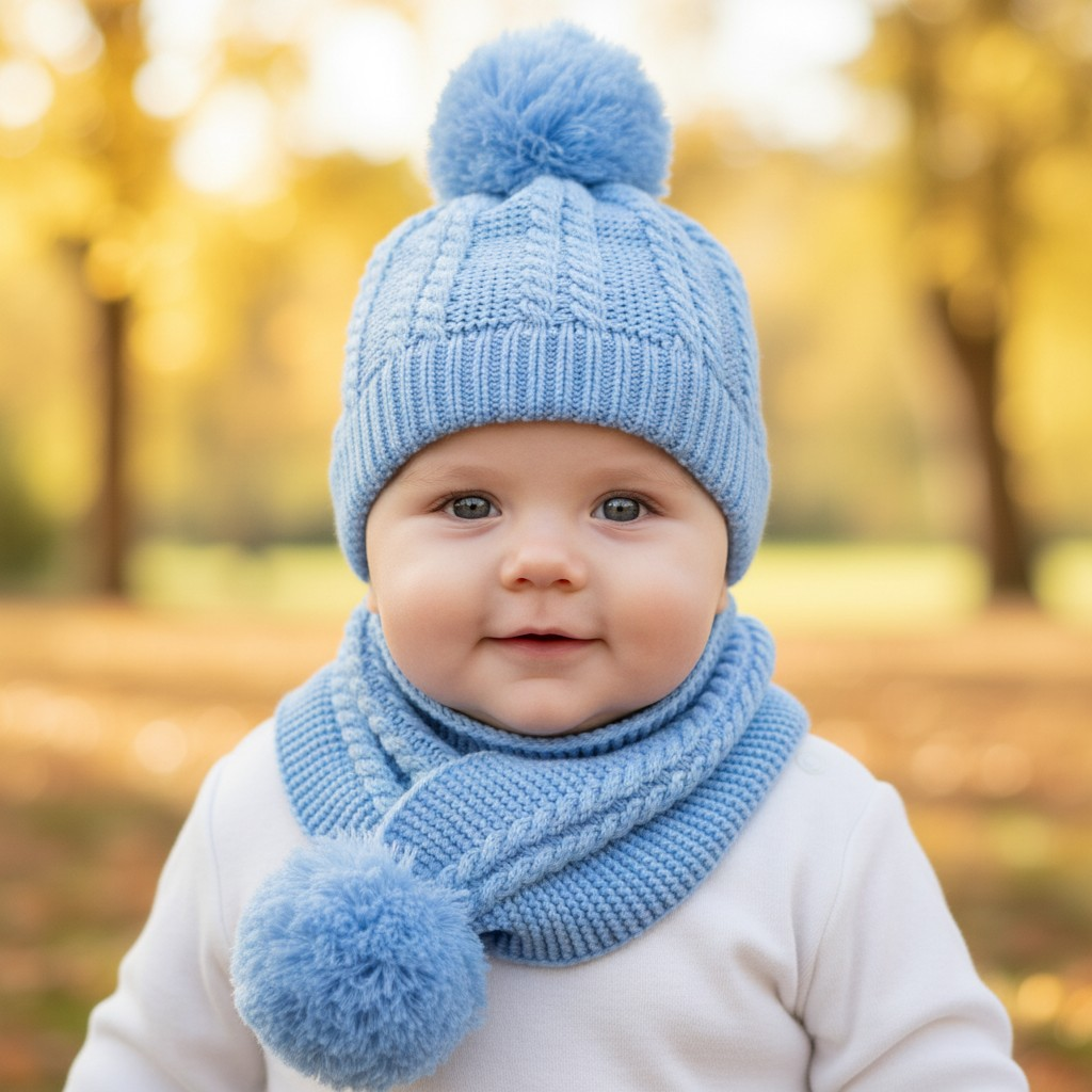 Soft Touch 4SC02-B-SM 5023797308208 STSC02-B-SM Blue Scarf with Pom Poms (Nb-12)
