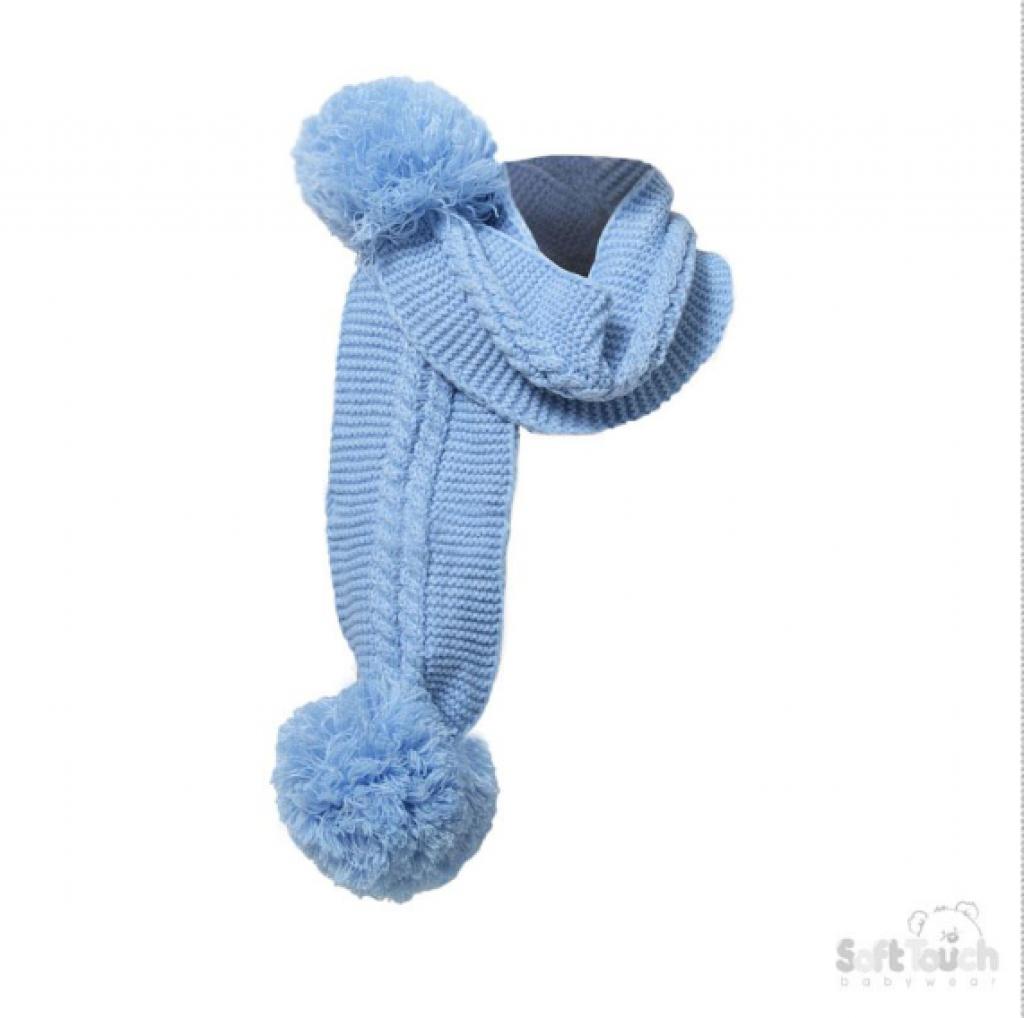 Soft Touch 4SC02-B-SM 5023797308208 STSC02-B-SM Blue Scarf with Pom Poms (Nb-12)